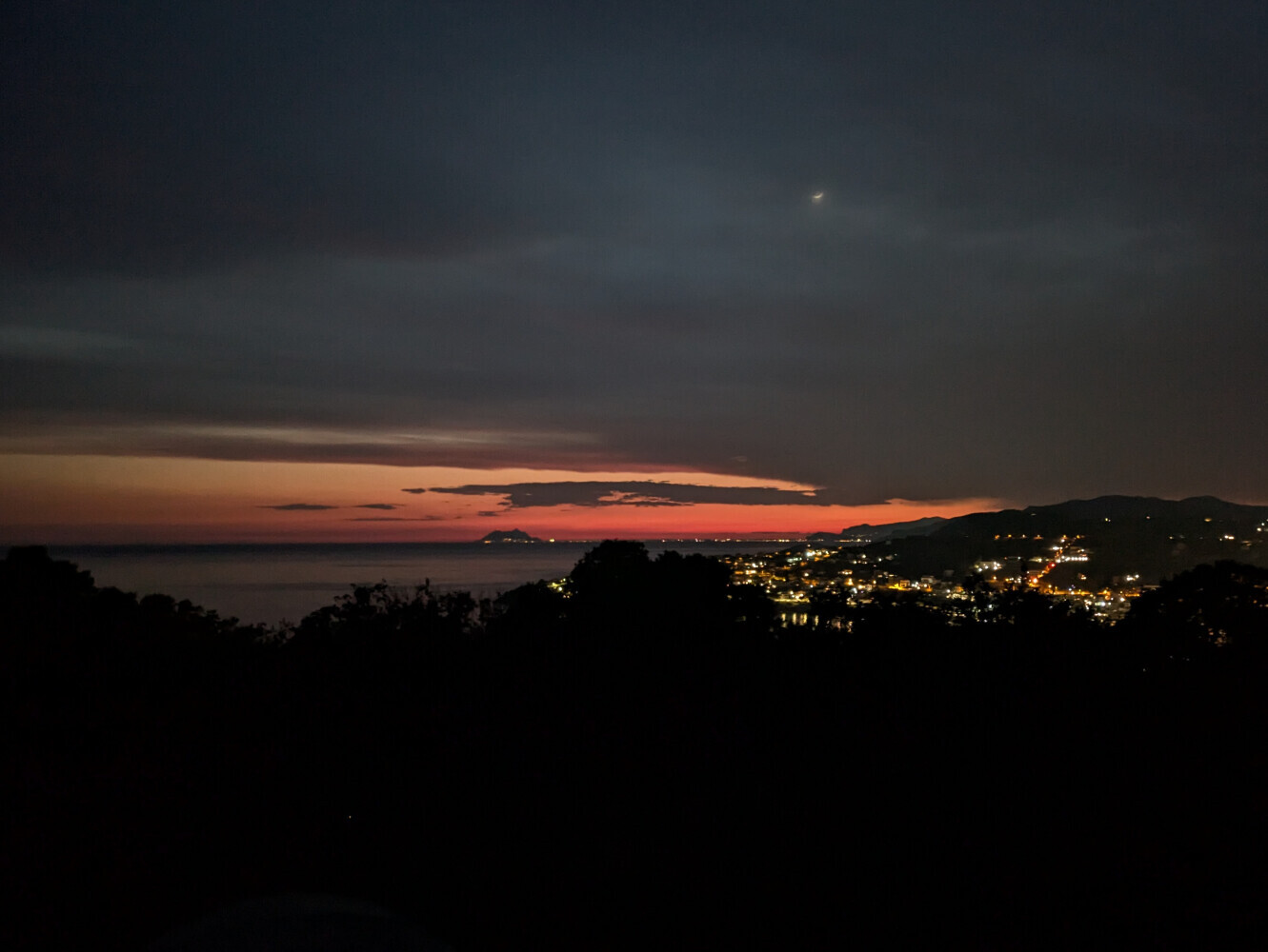 Sunset views. I think the peak just left of centre is Mount Circeo.