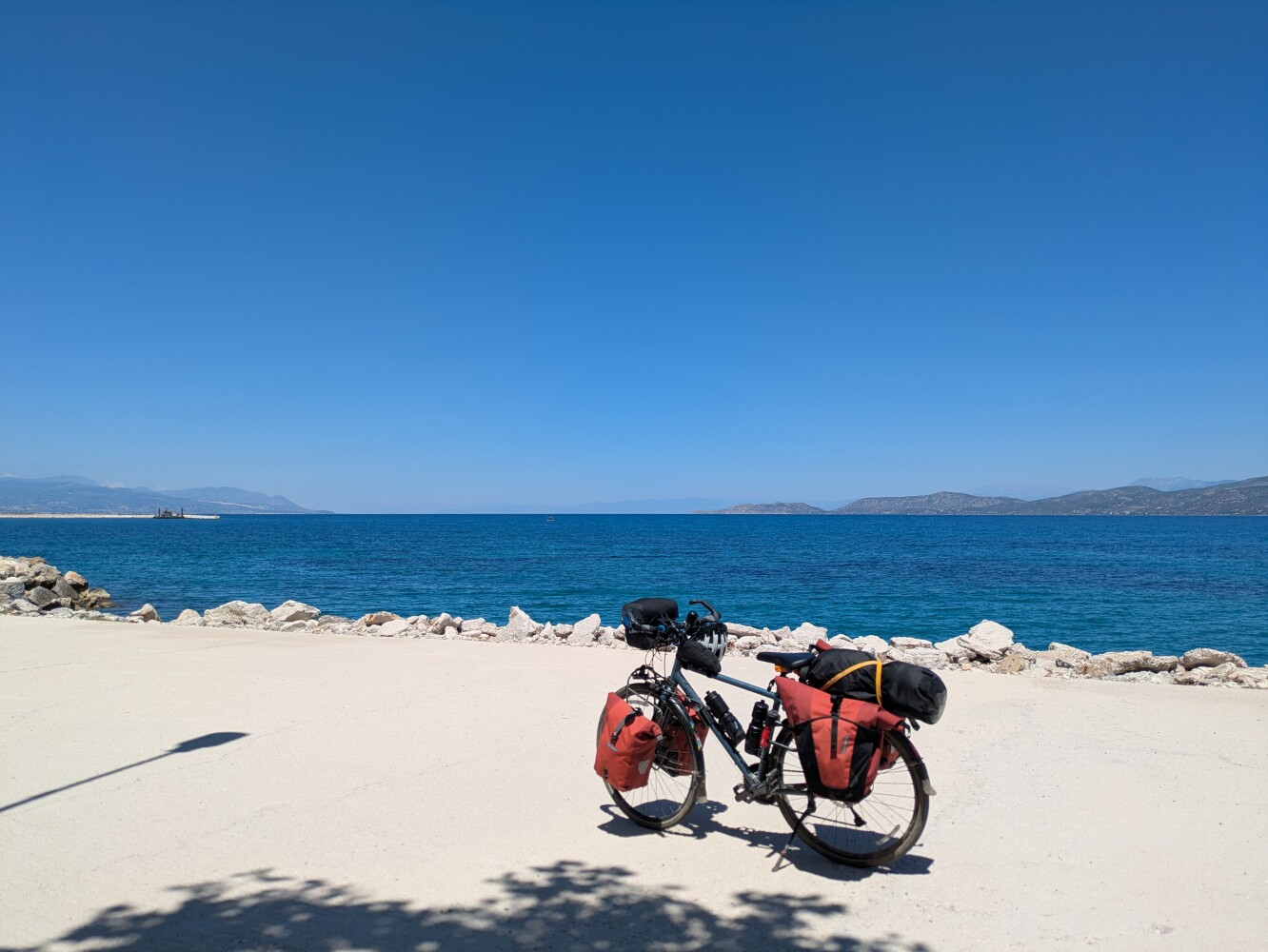 On the isthmus: Peloponnese on the left, Greek mainland on the right