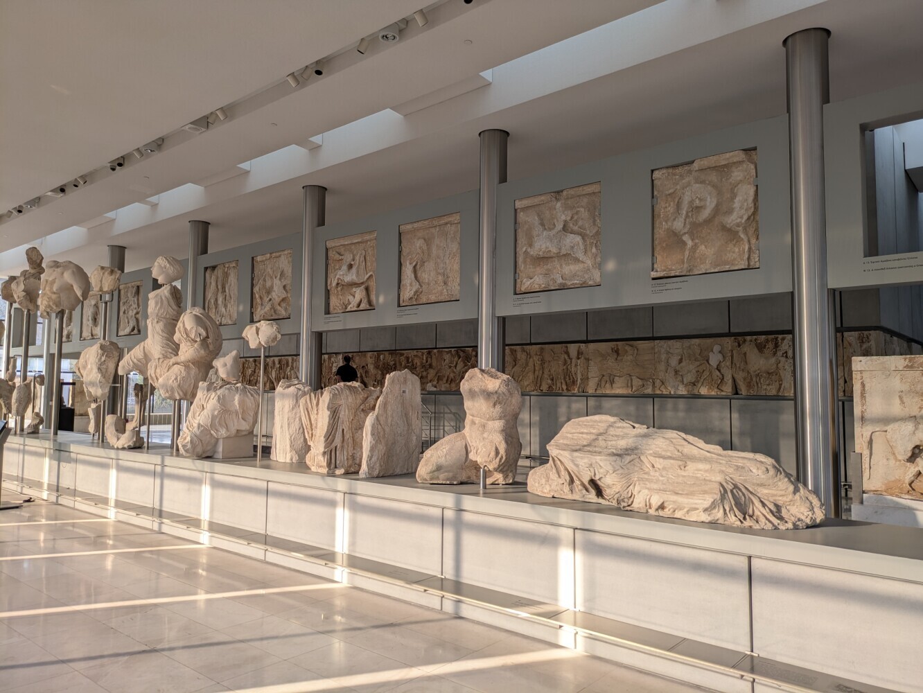 I did eventually visit the Acropolis Museum, although not the Acropolis itself. The main attraction is the Parthenon Gallery, which contains dozens of replicas with notes on where the original is kept. Practically everything is marked "BM" - British Museum.