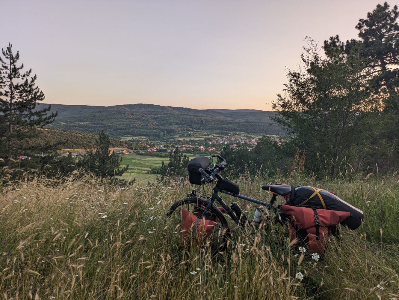 Pleased with my first camping spot in Serbia, even if there was a highway nearby