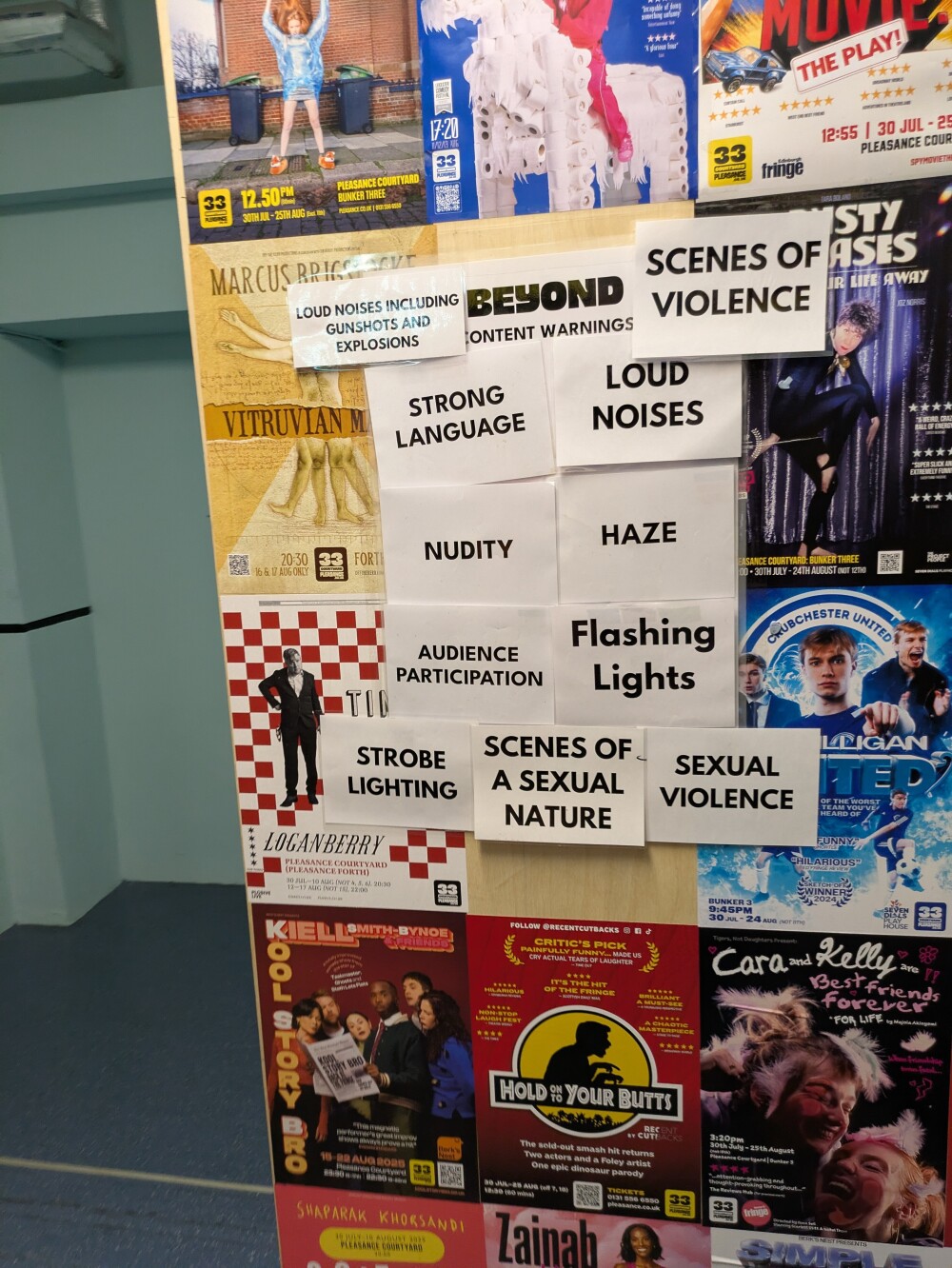 An interesting set of content warnings at the Fringe