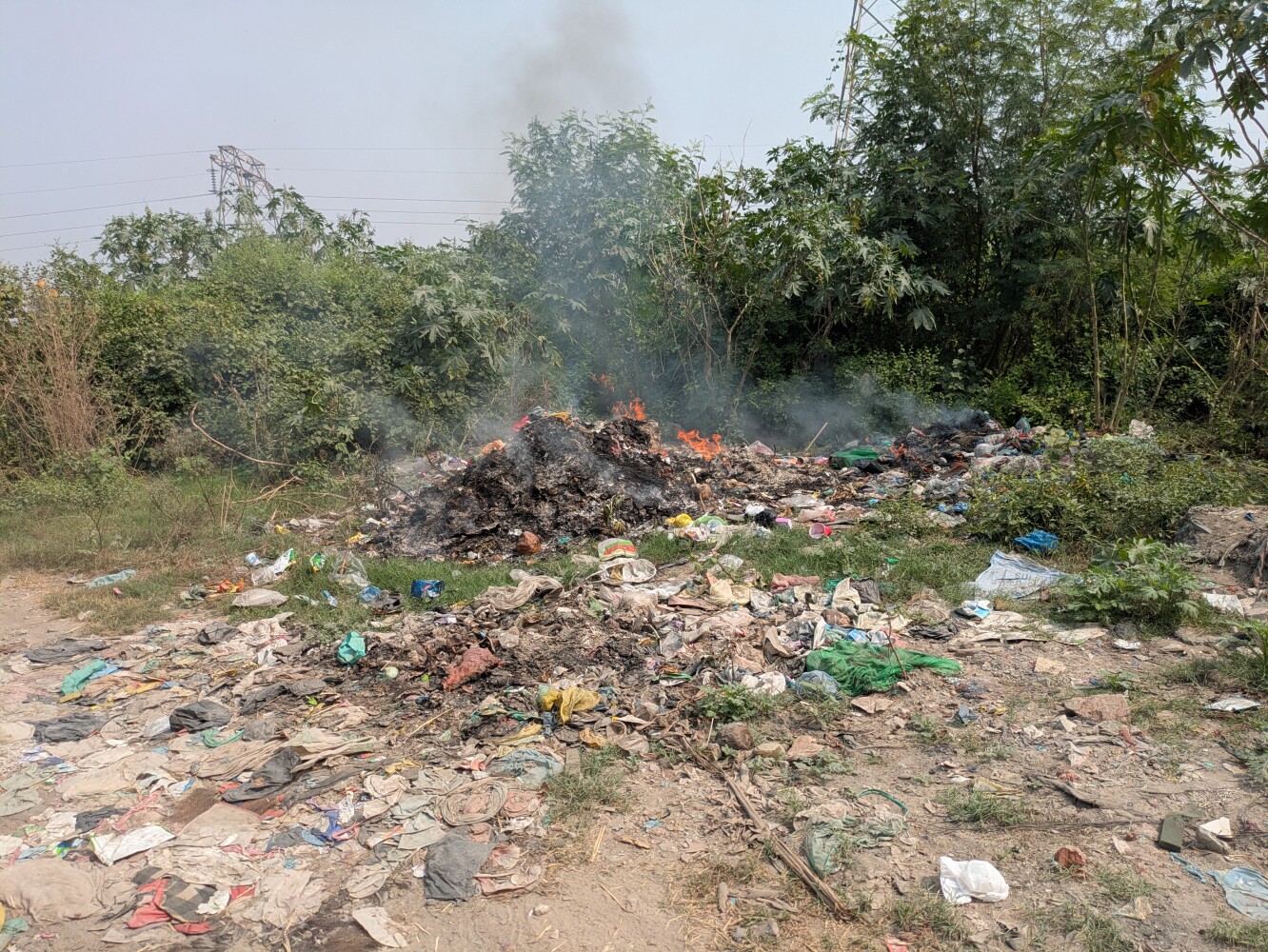 Burning roadside rubbish is a common sight